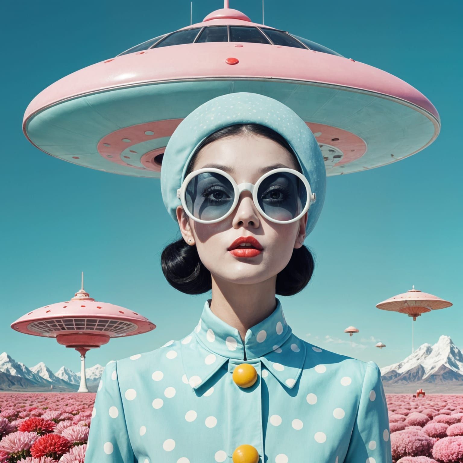 Ethereal Space Age Air Hostess in Pastel Hues