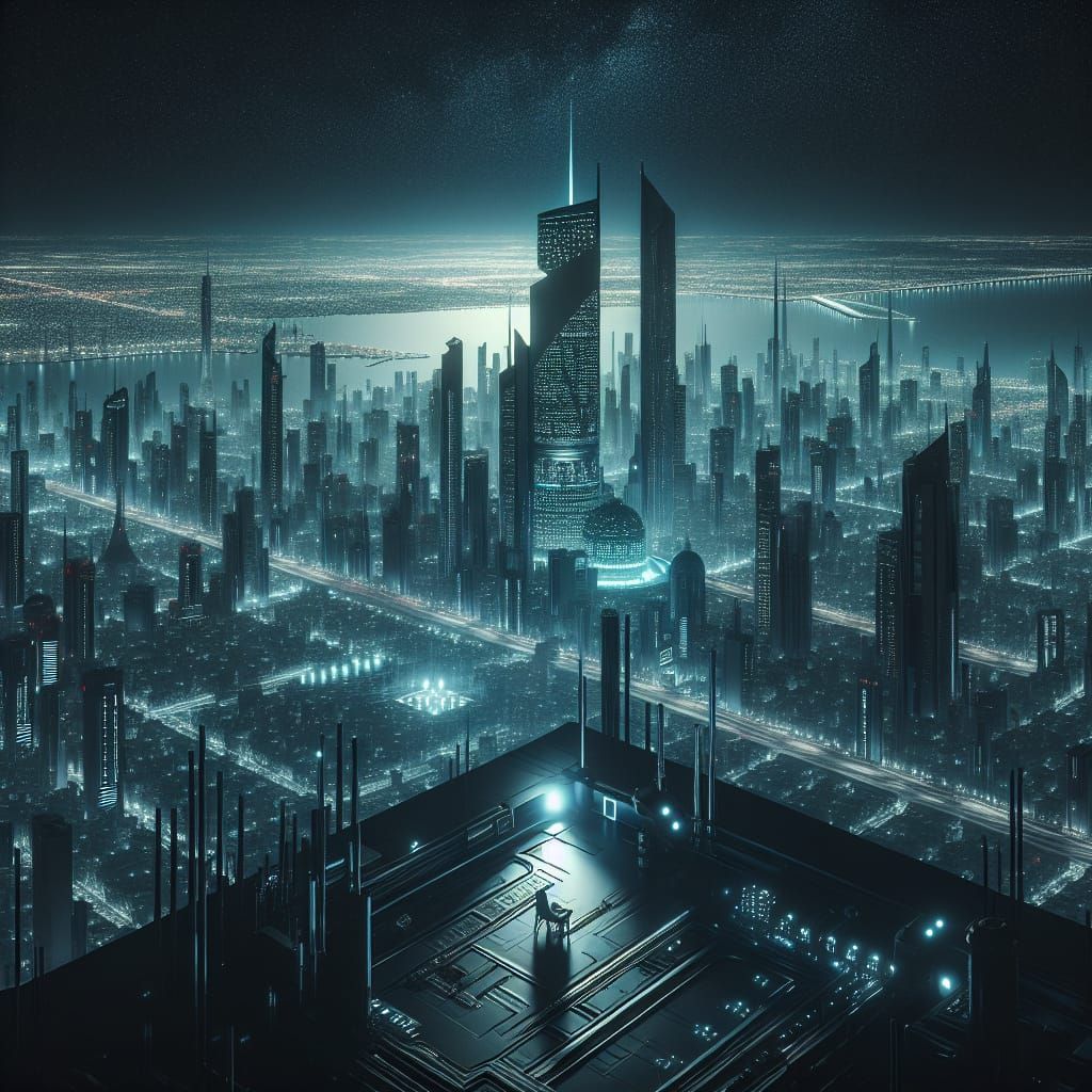Kuwait City Cyberpunk Towers at Night