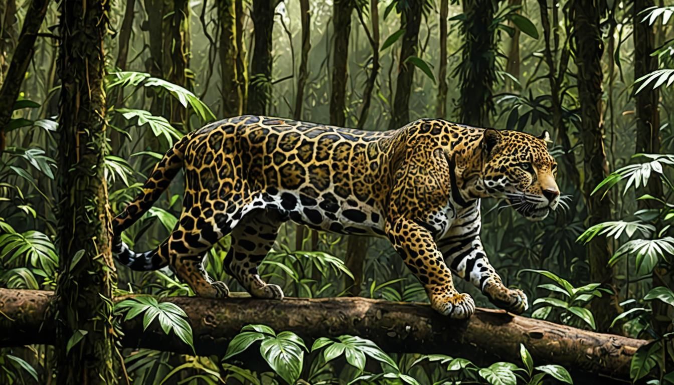 Rainforest Jaguar on the Hunt