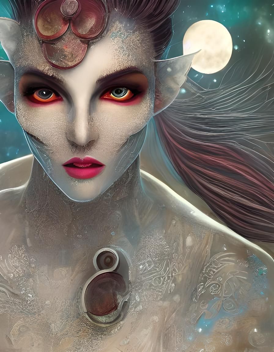 Steampunk Elf Wizard Portrait in Cyberpunk Style