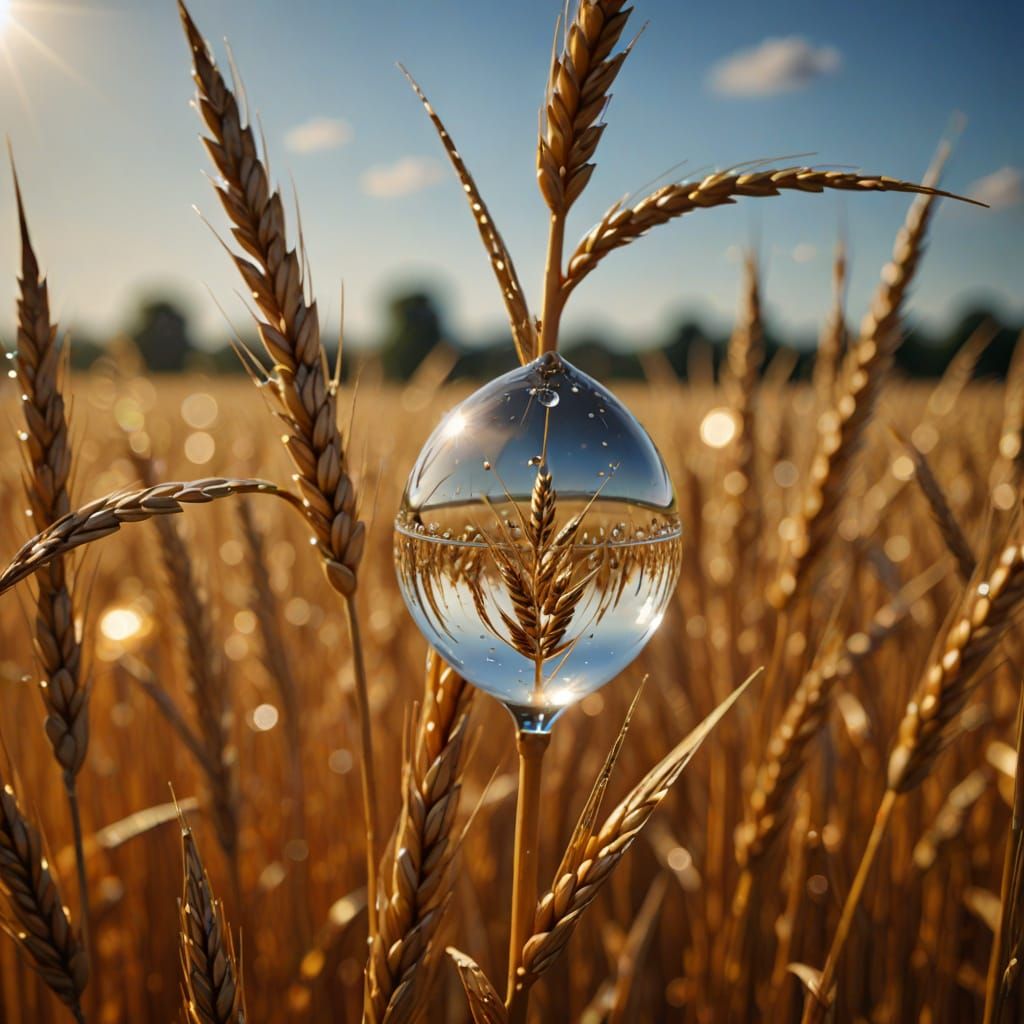Macro Reflection in Water Droplet: Digital Art