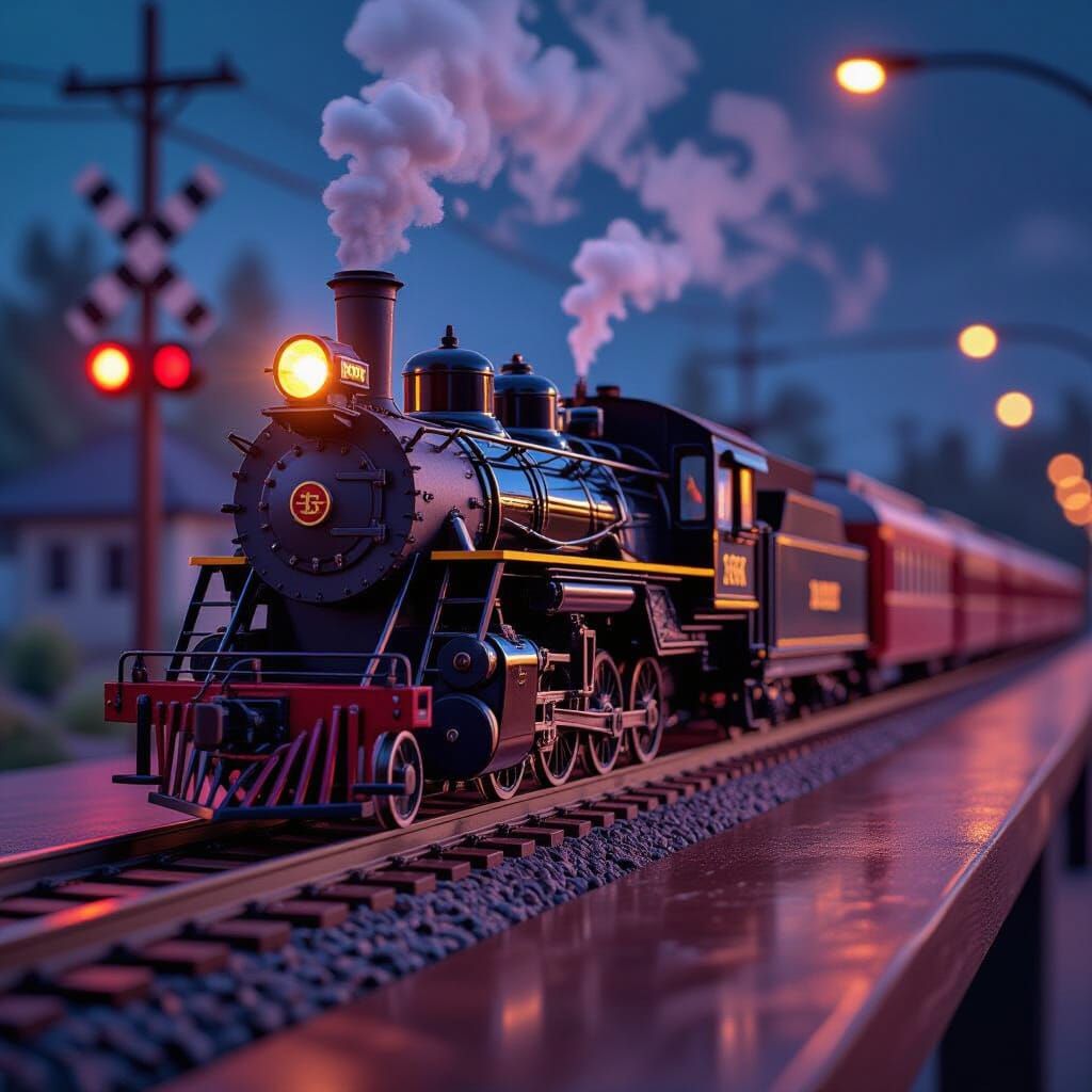 Lionel Train Set in Hyperrealistic Concept Art Style