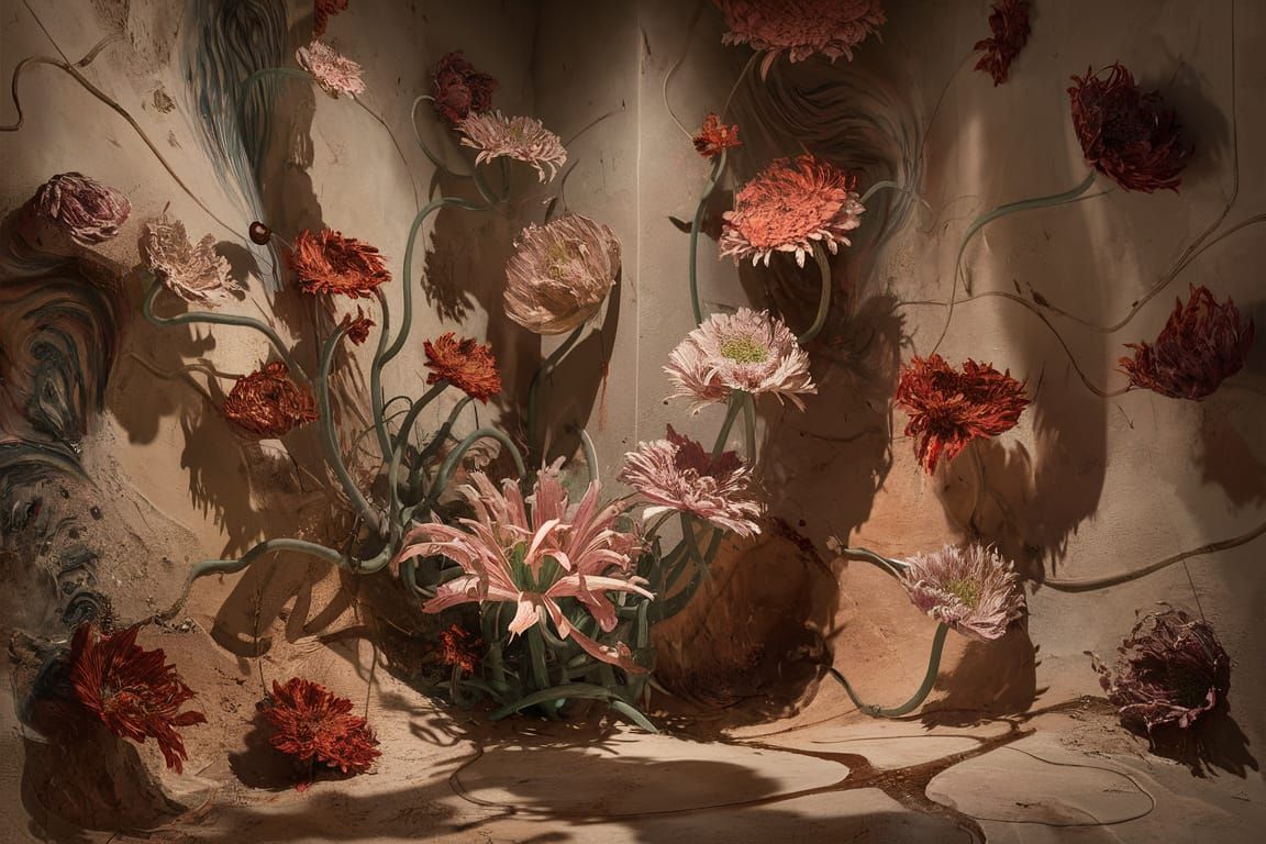 Abstract Floral Wall in Fluid Acrylics