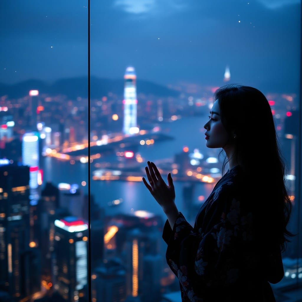 Asian Woman Silhouette at Sunset, Fine Art Photography