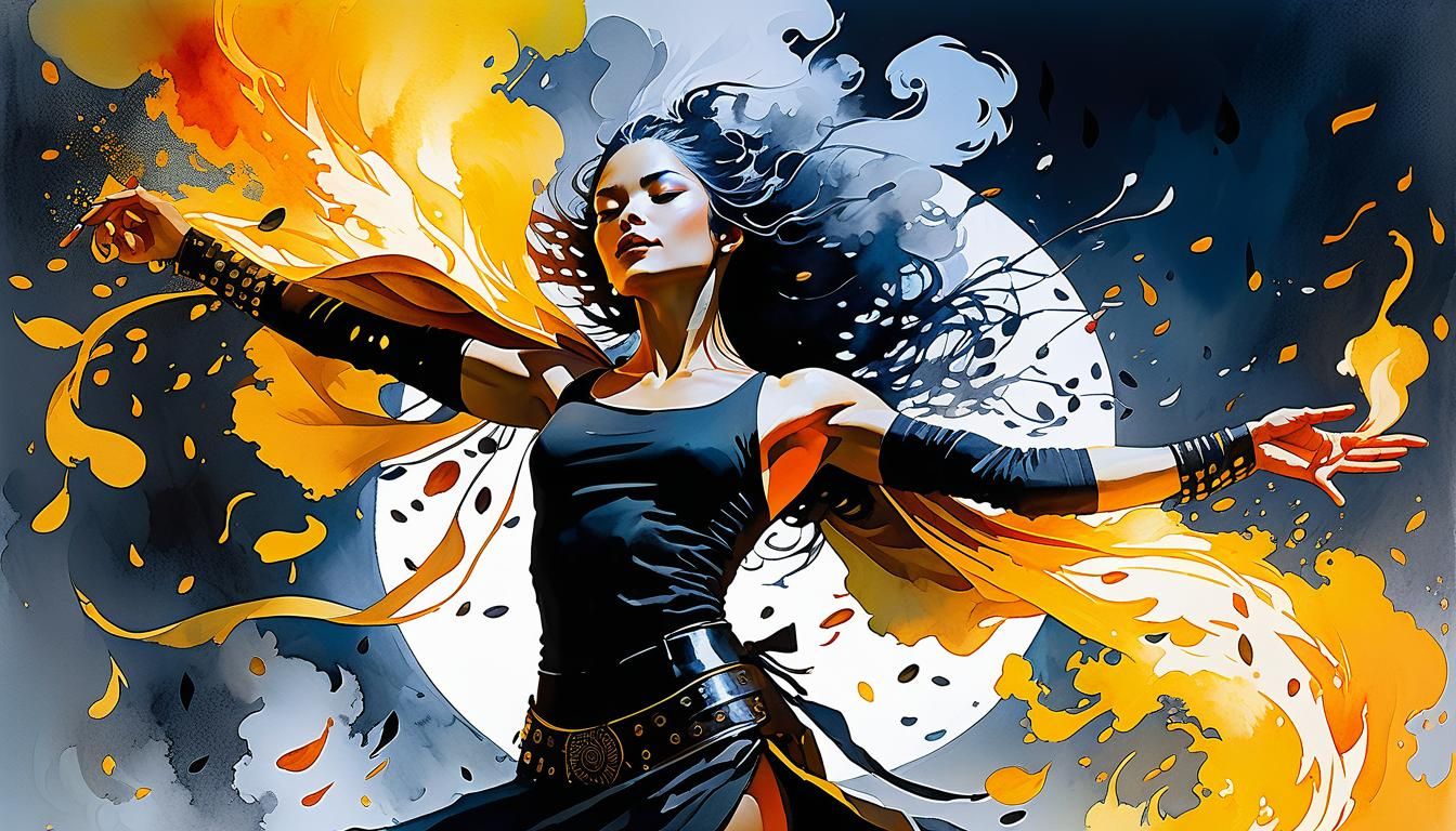 Fiery Can of Beans in Watercolor Style