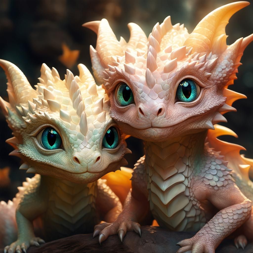 Pastel Baby Dragons Portrait in Anime Style