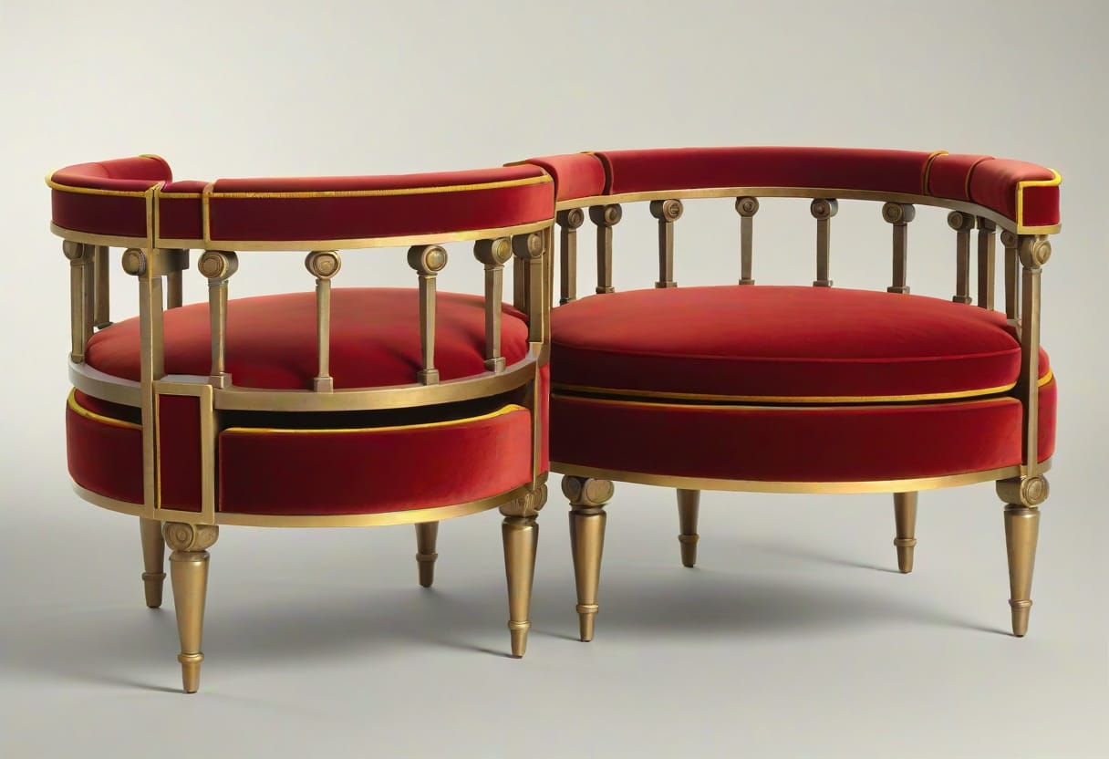 Modern reproduction of a 19th century conversation-courting chair or tête à tête seat.