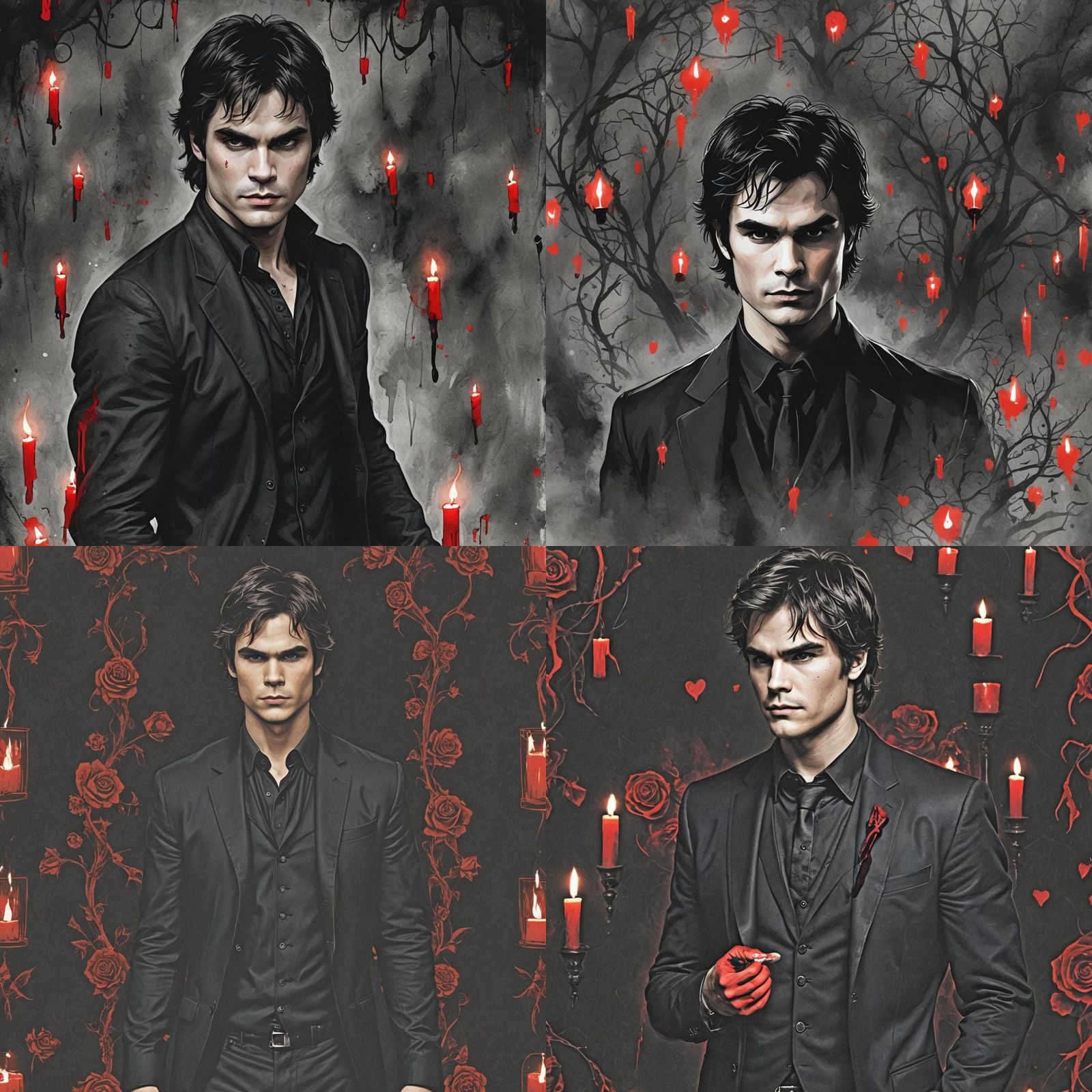 Vampire in Gothic Chamber with Candlelight