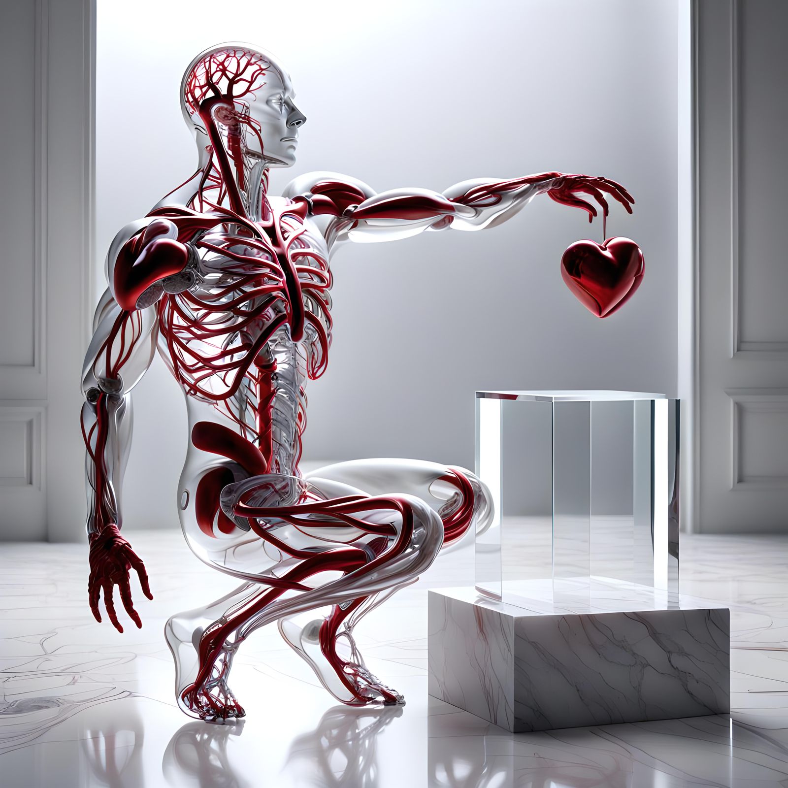 Photo portrait. Locking heart away, glass body