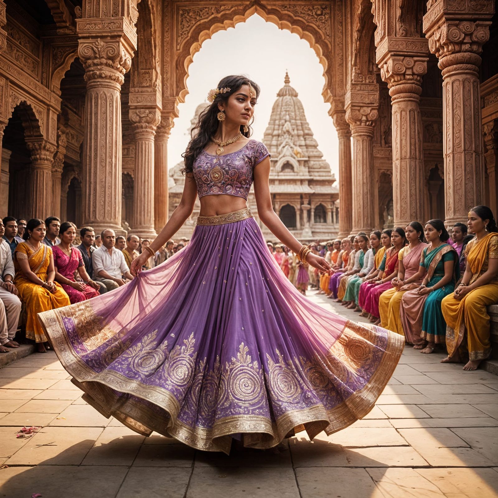 Indian Princess in Elegant Twirling Motion