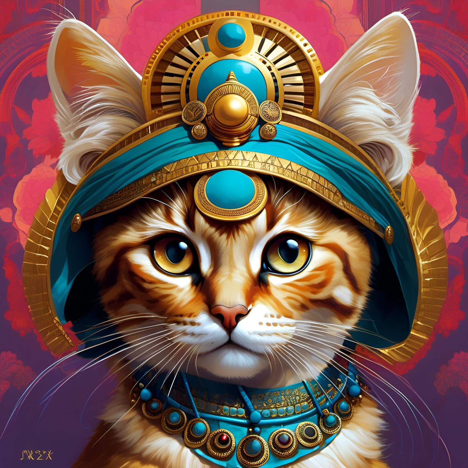 Adorable Cat Pharaoh Portrait in Hyperreal Style
