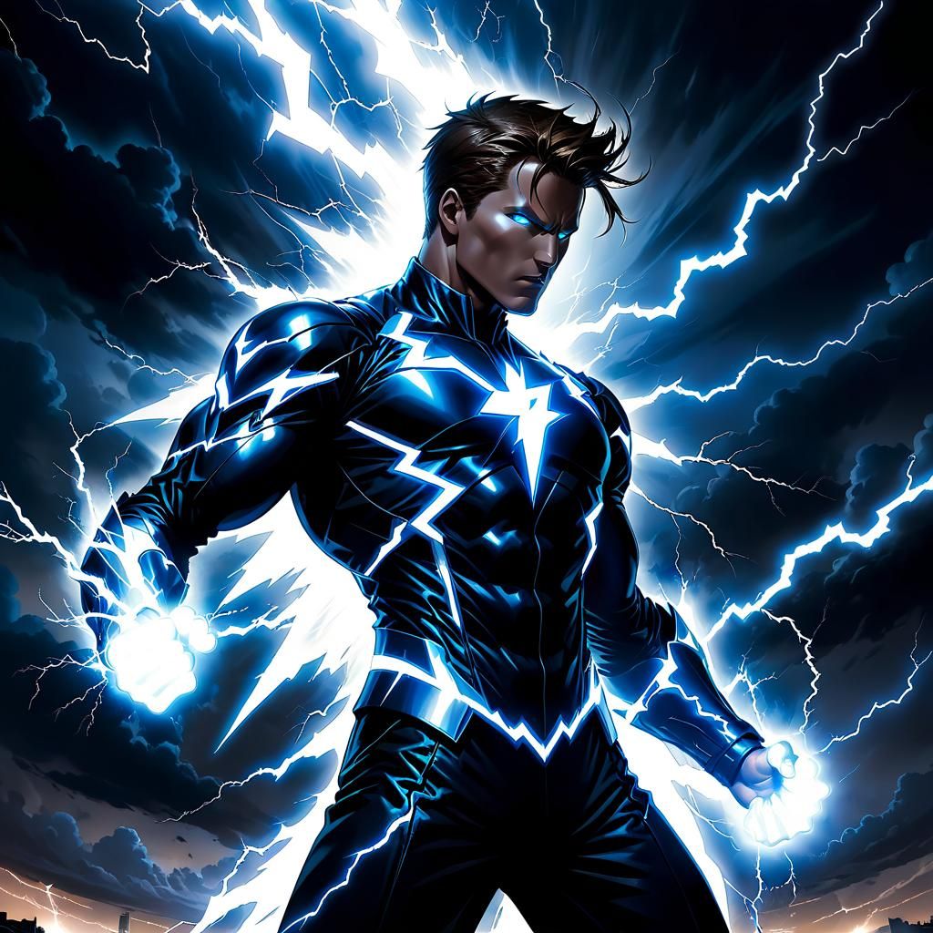 Lightning Explosion Silhouette with Energy