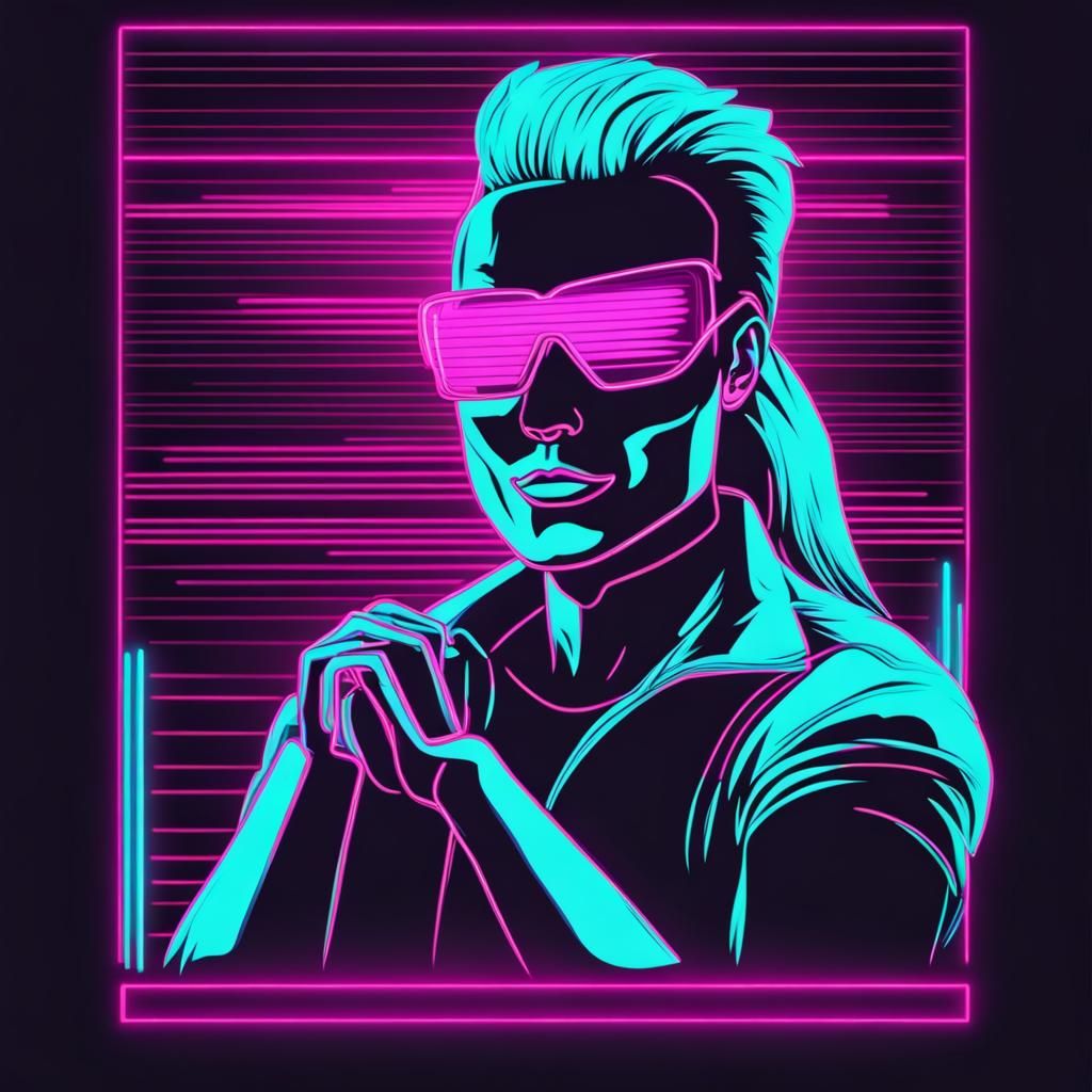 Glow in the Dark Party Person in Synthwave Neon