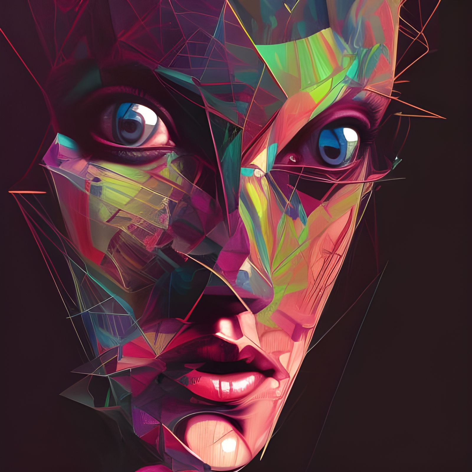 Fractal Raccoon Portrait in Colorful 3D Style