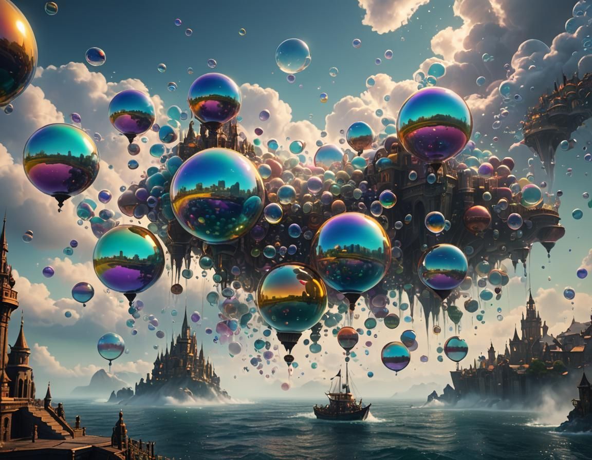 Giant Iridescent Bubbles Over Ocean City