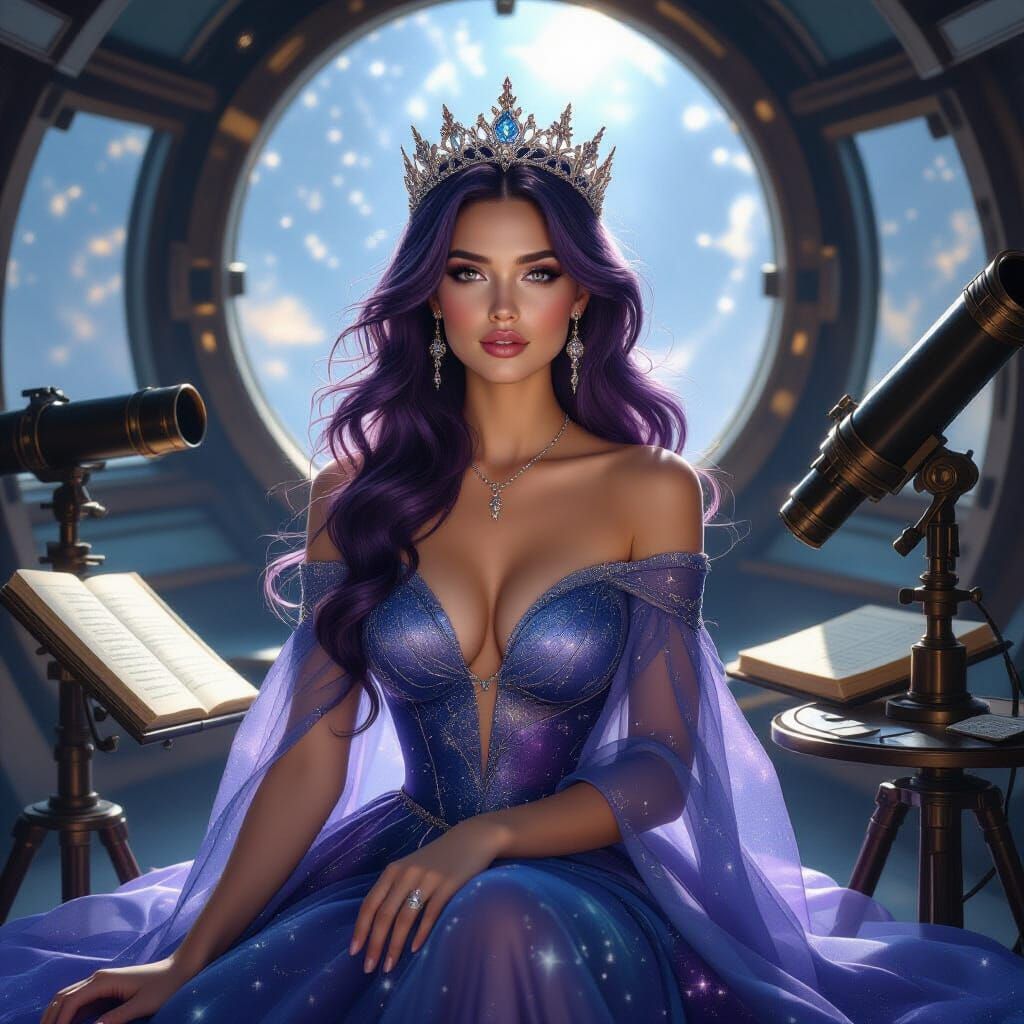 Amethyst Haired Enchantress in Celestial Observatory