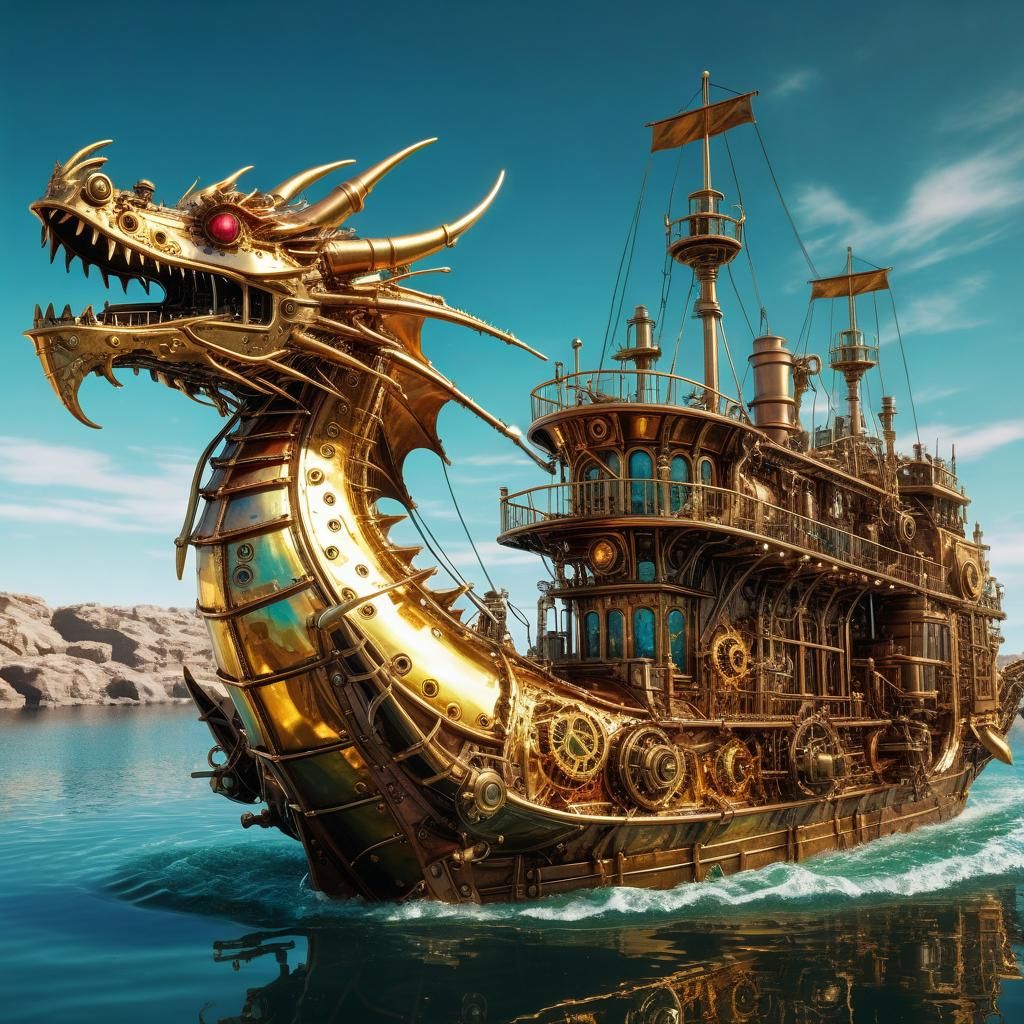 Steampunk Dragon Ship