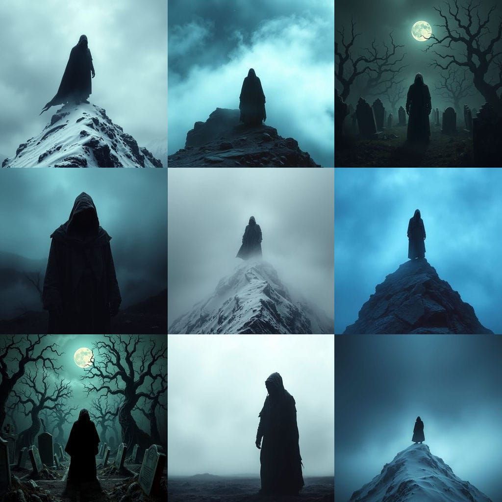 Mysterious Shadowy Figure in an Ominous Landscape