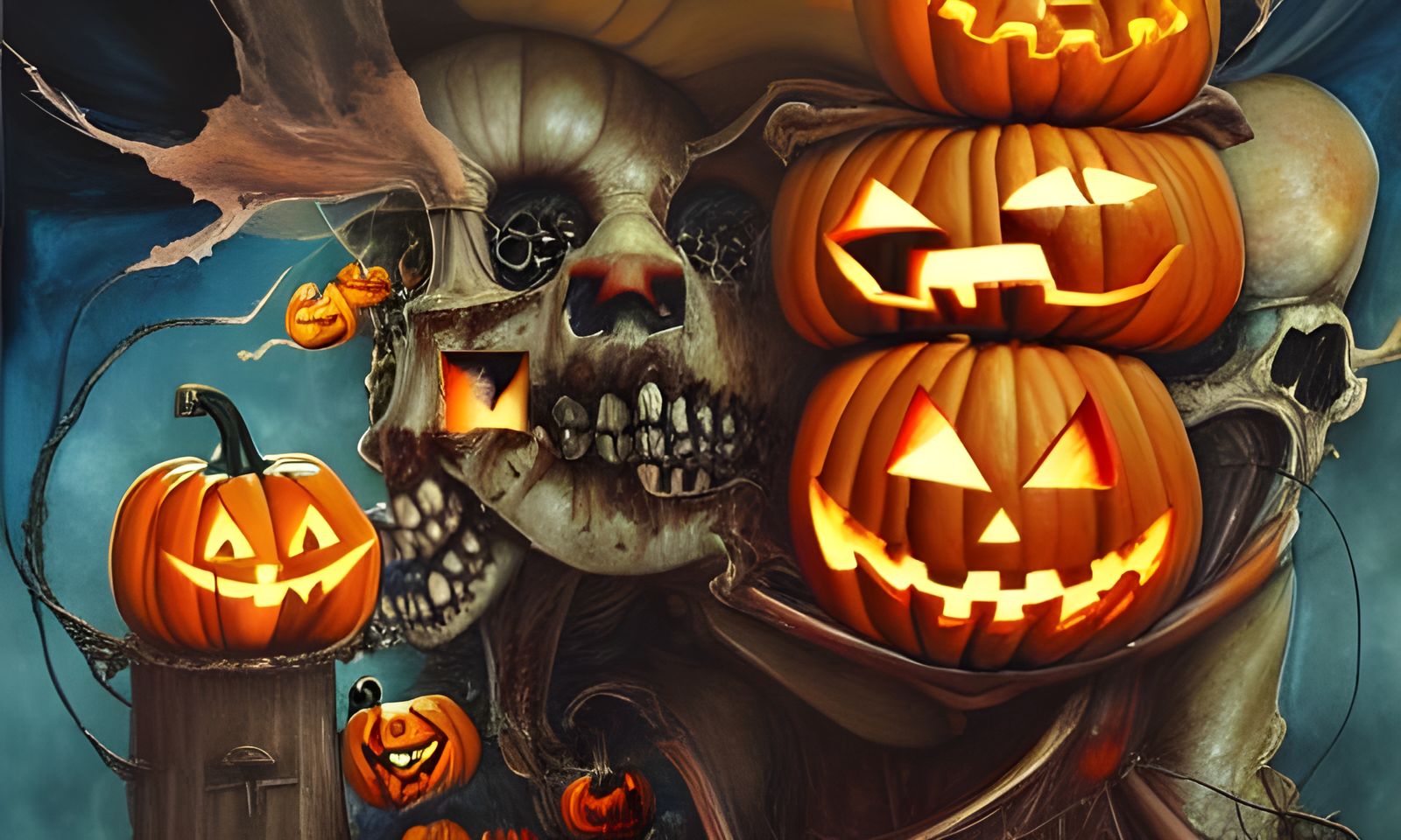 Jack-o-Lantern Tornado in Mixed Media Style