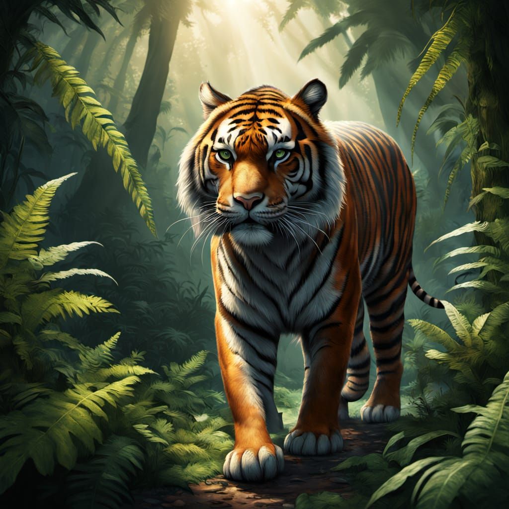 Surreal Tiger King Rules Jungle Realm