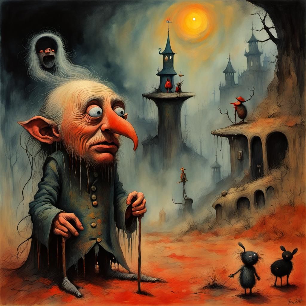 Rumpelstiltskin in Gouache Style, Impressionist Masterpiece