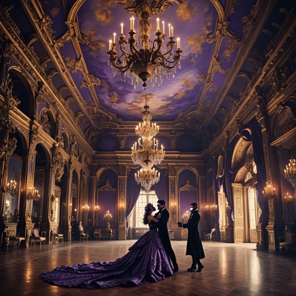 Baroque Masquerade Ball in Lavish Violet Ballroom