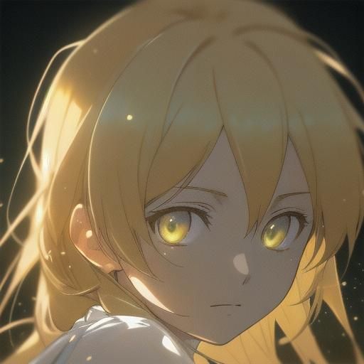Ethereal Blonde Anime Girl Portrait in Glowing Colors