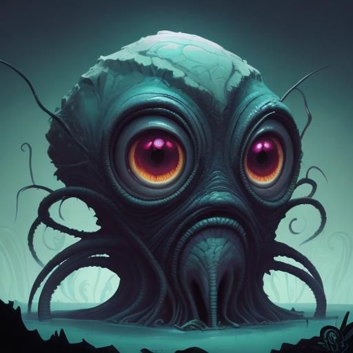 Lovecraftian Creature Close-Up Concept Art
