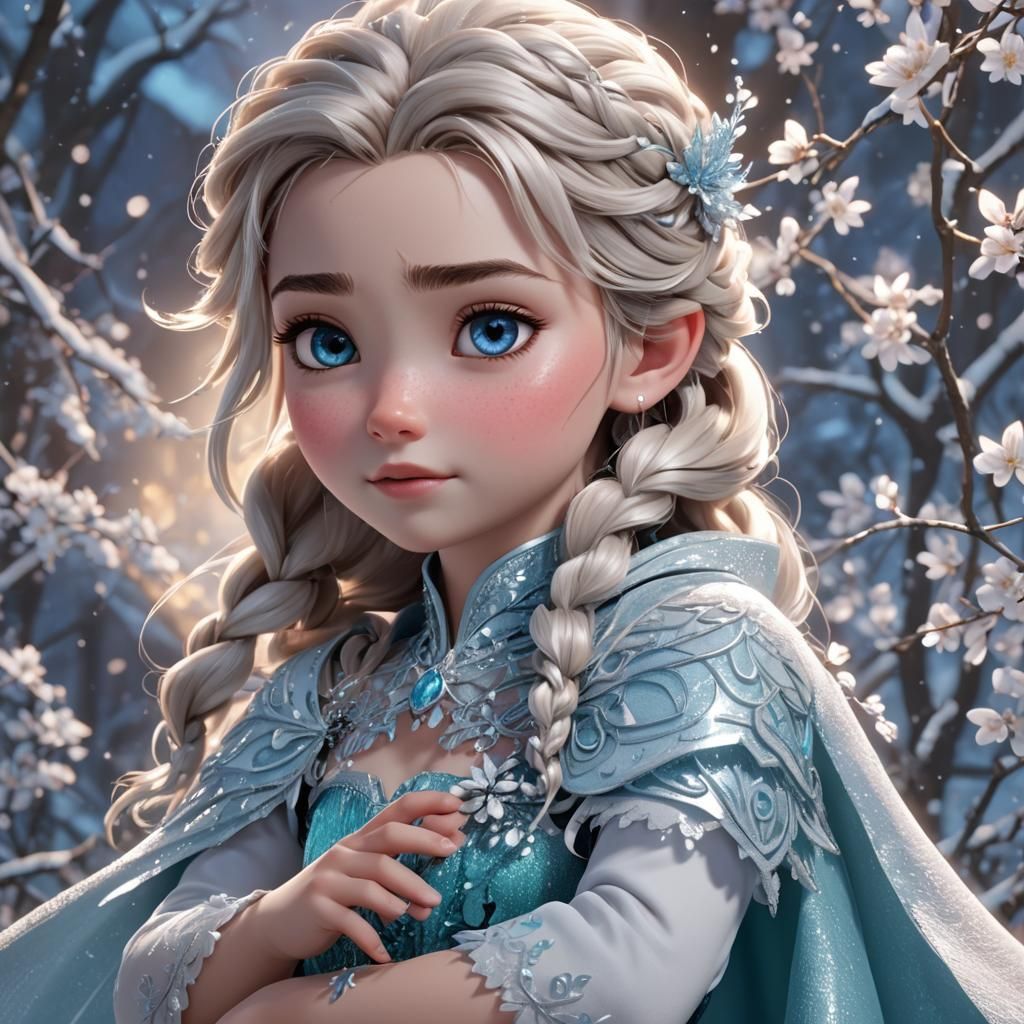 Anime Style 3D Portrait of a Baby Girl