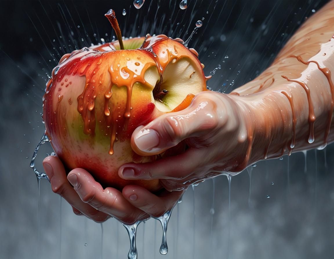 Enticing Apple in Hyperrealistic Fantasy Art