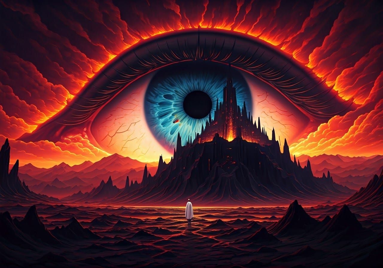 Colossal Eye in Apocalyptic Landscape, Digital Art