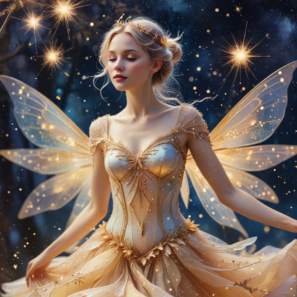 Dainty Fairy Dance in Golden Starlight