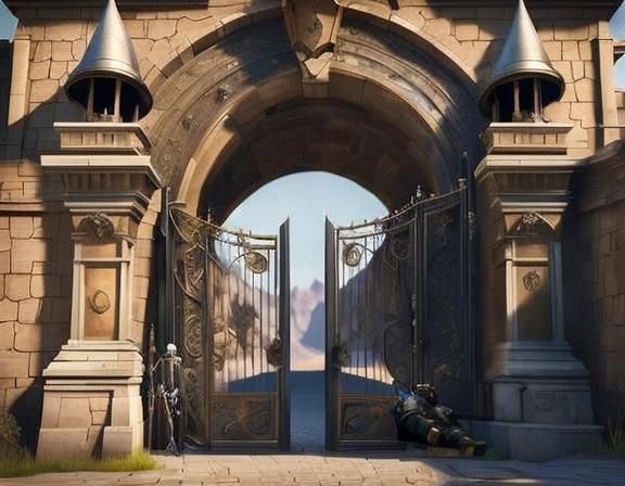 Sleeping Armored Guard in 3D Game Cinematic Style