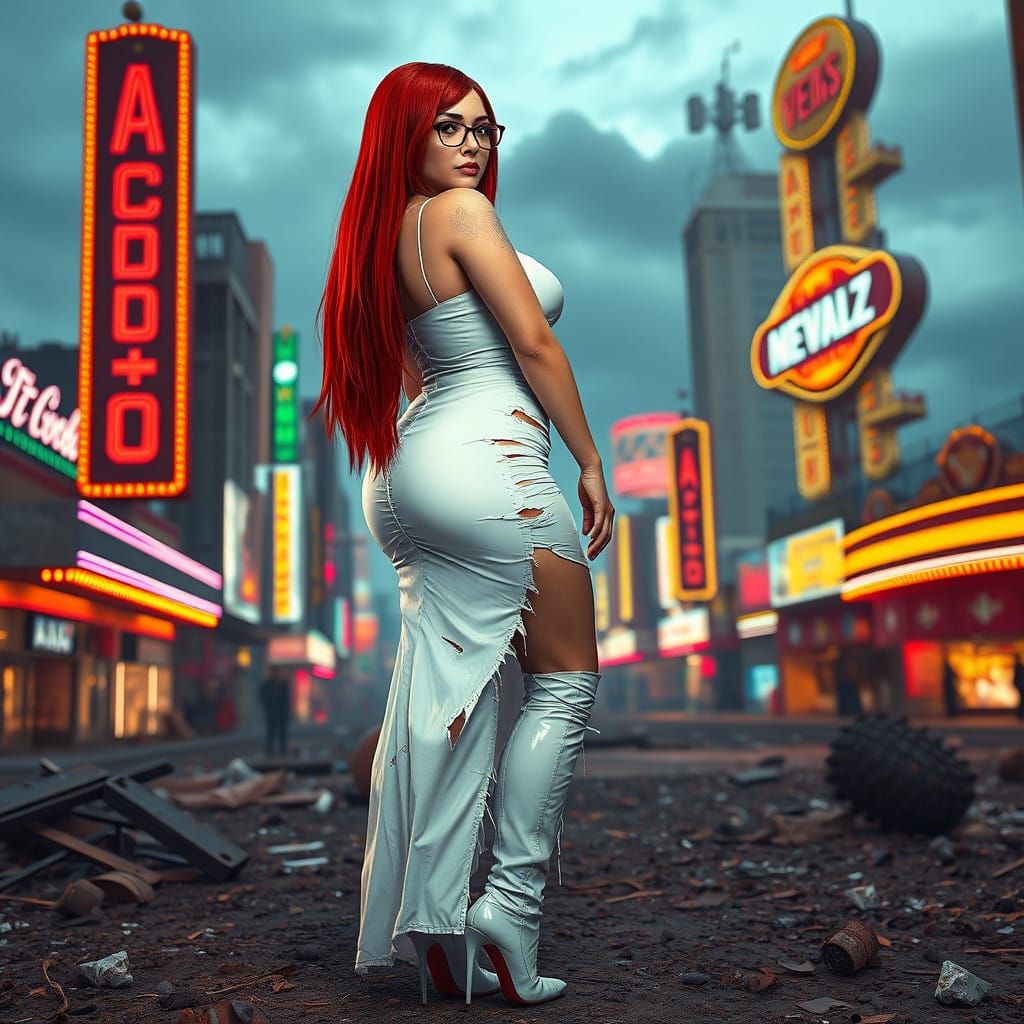Post Apocalyptic Bridesmaid in Distressed PVC Wedding Dress