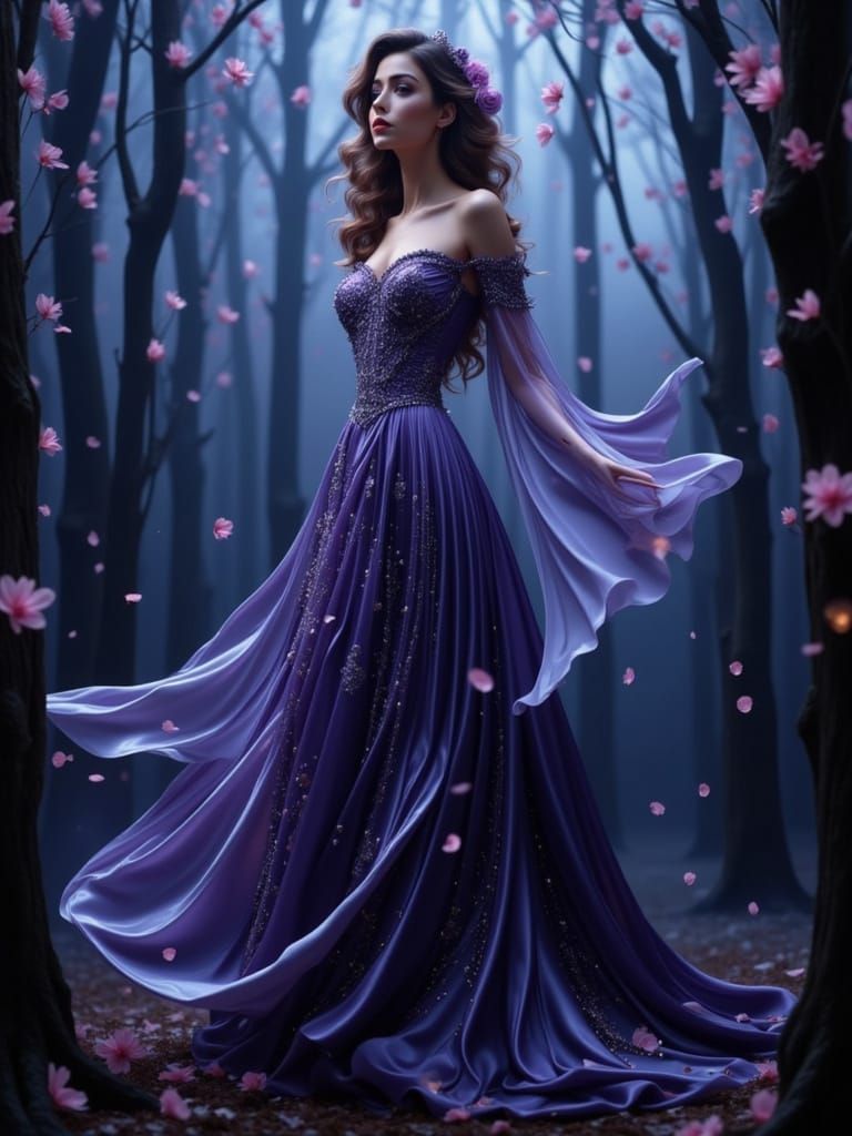 Dark Fantasy Gown in Mystical Forest