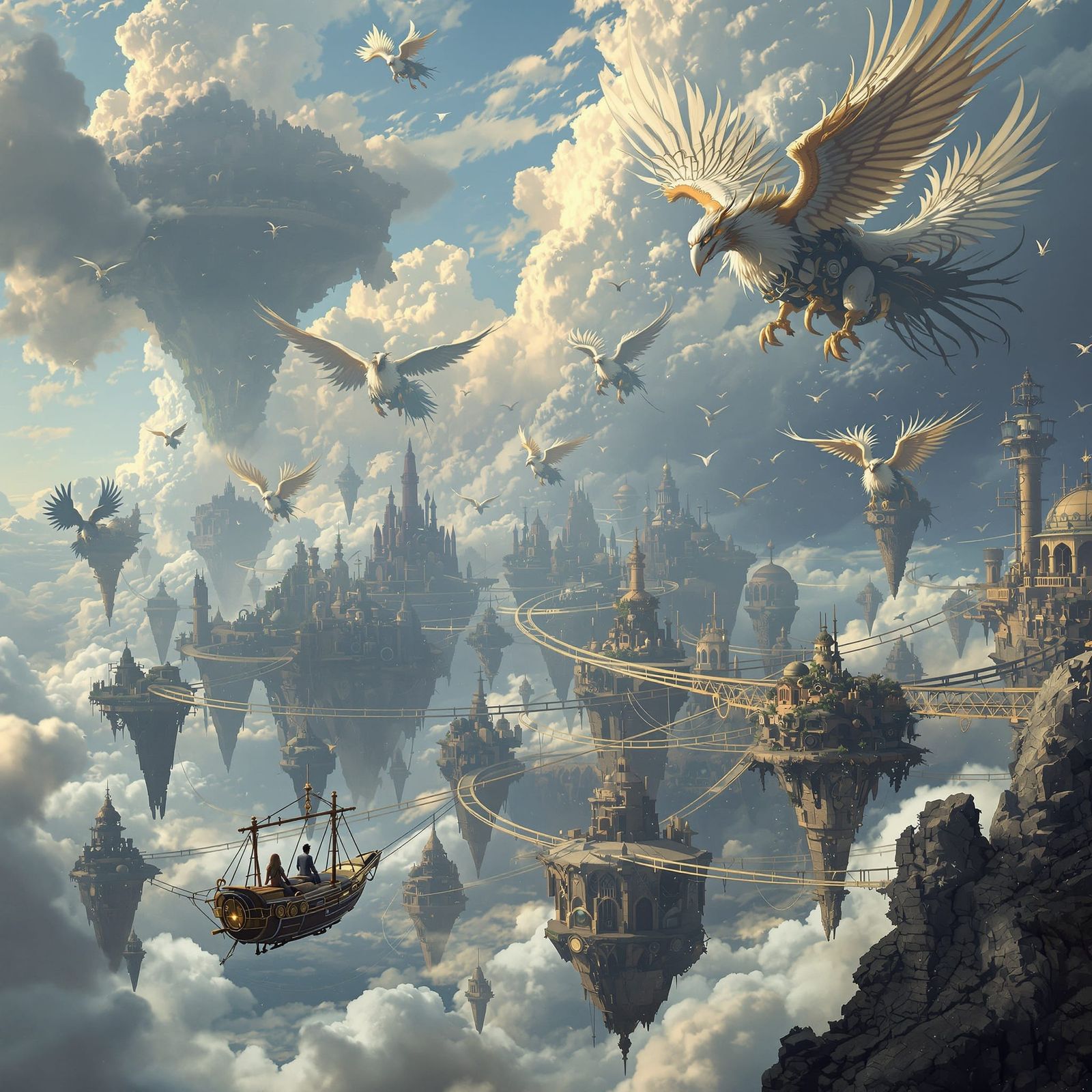 Steampunk Explorer in a Bio-Mechanical Fantasy World