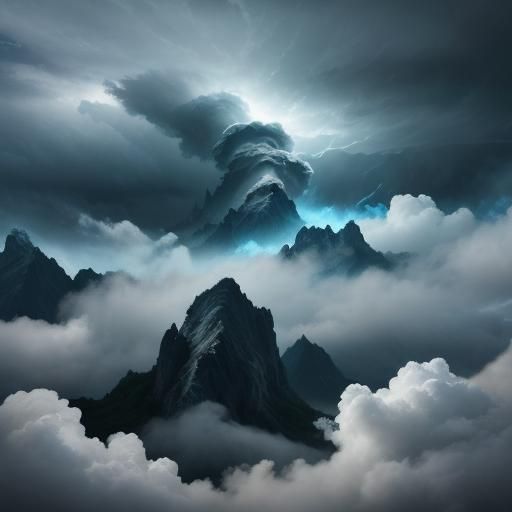 Stormy Sky: Ethereal Digital Painting of Turbulent Clouds