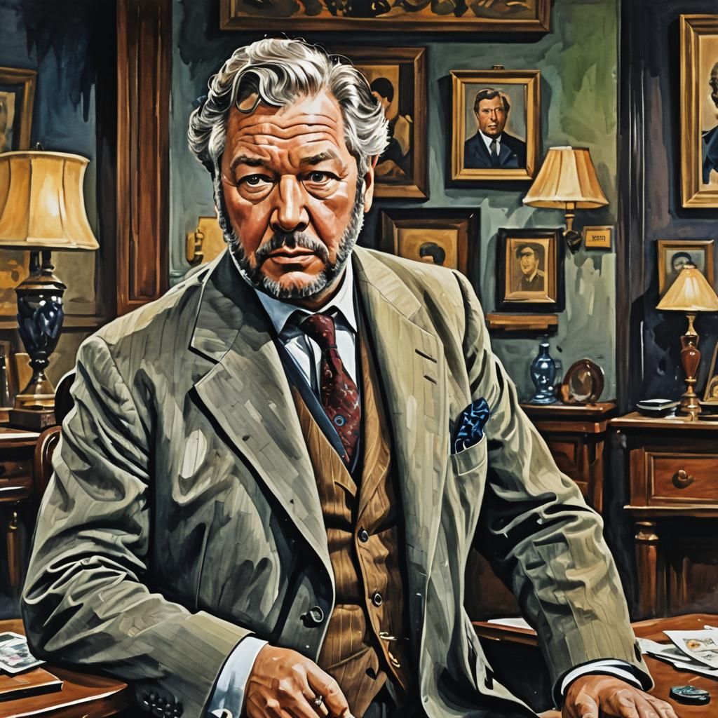 Peter Ustinov as Dr. Black: Gouache Style Portrait