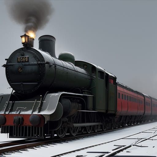 Hedgehogs Ride a Winter Train in Levitan and Goya Style