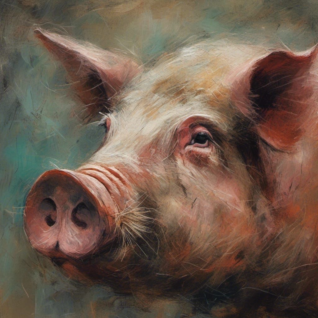 Melancholy Portrait of an Old Pig
