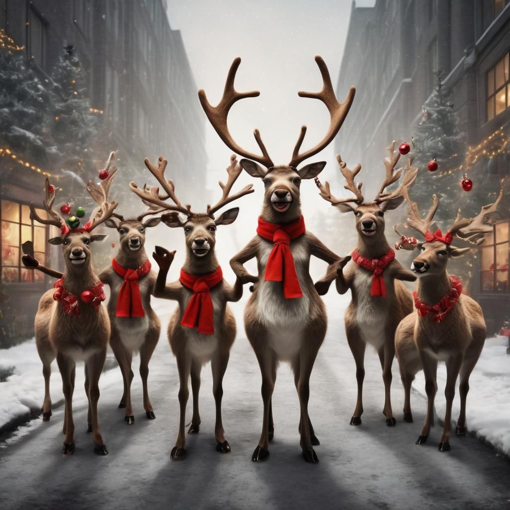 Mischievous Reindeers Ditch Tradition in Playful Christmas S...