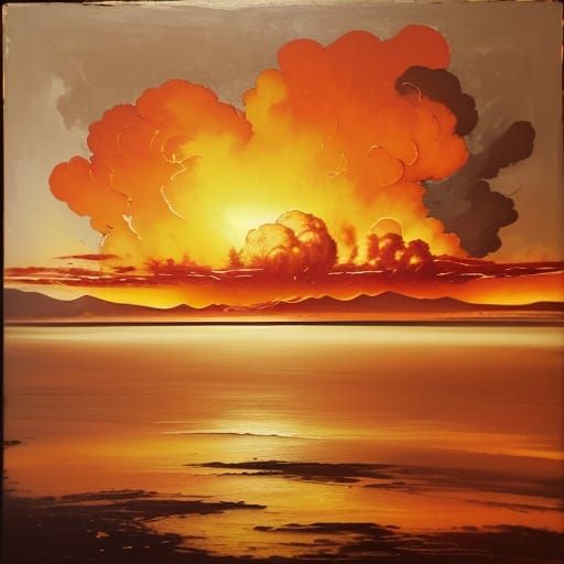 Explosive Tropical Island in Expressive Oil Painting Style