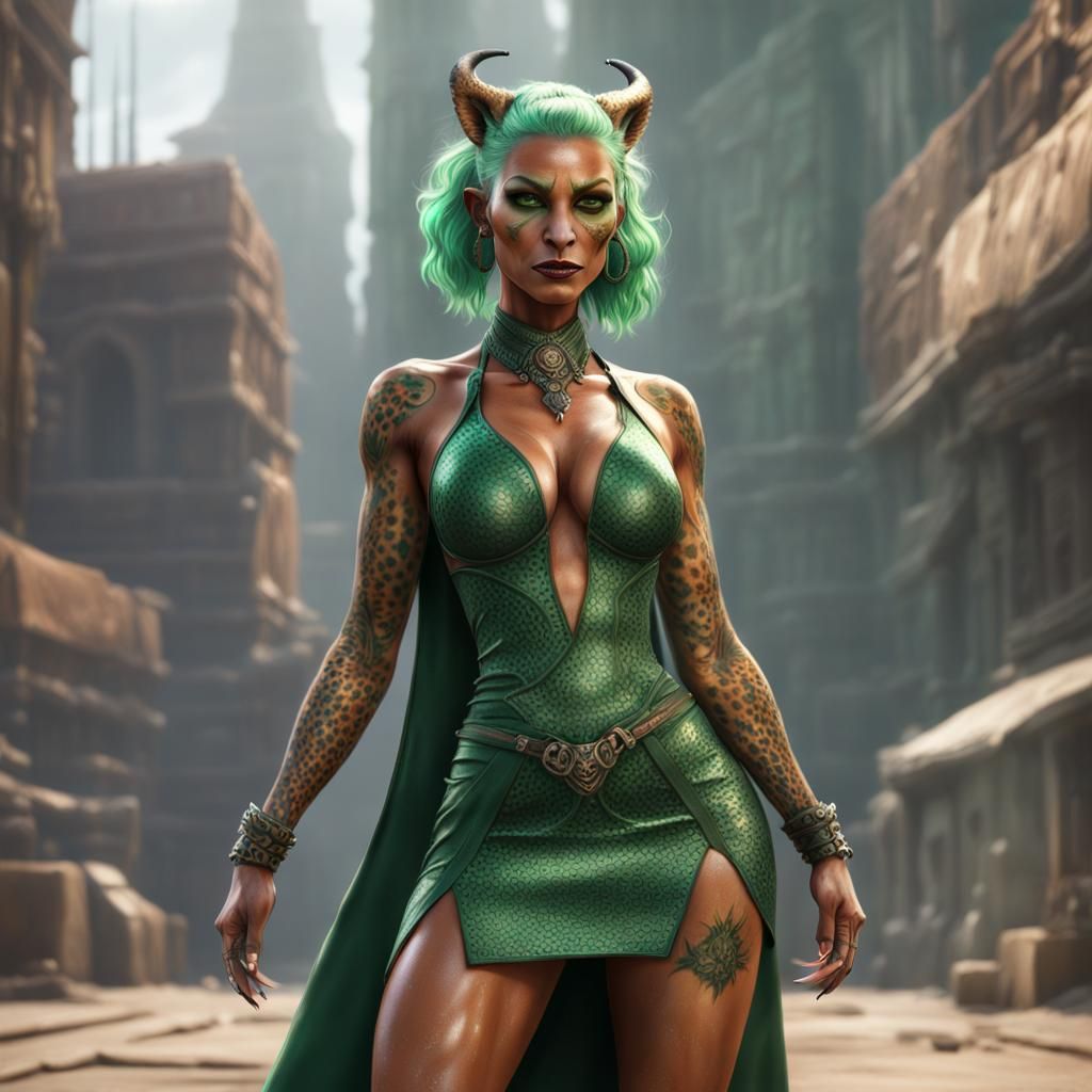 Anthropomorphic Cheetah with Horns in Fantasy Art Style