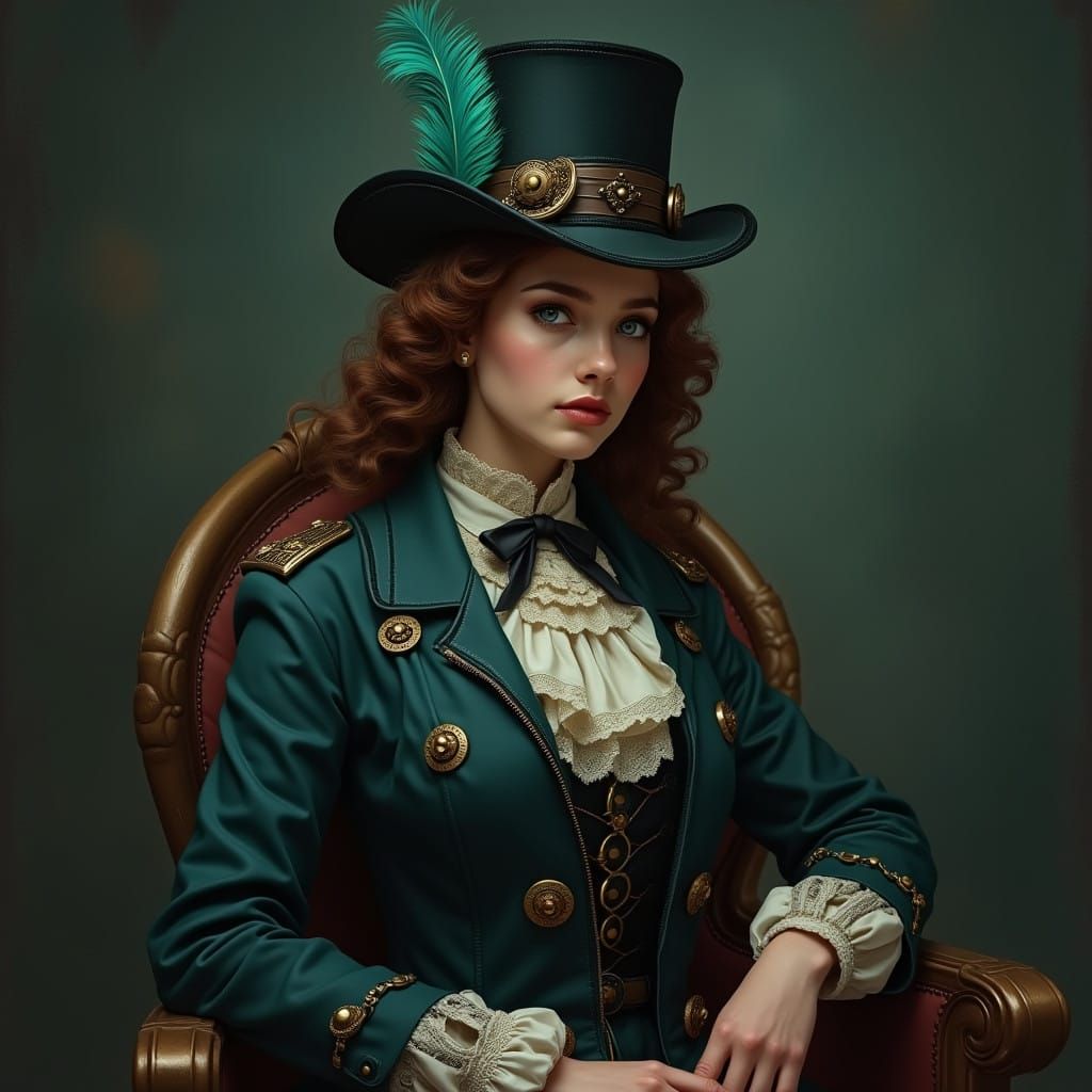 Elegant Steampunk Victorian Beauty in Rich, Dreamy Portraitu...