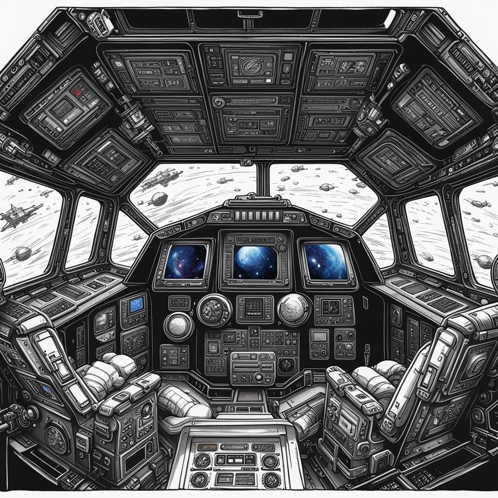 Military Medals in Spaceship Cockpit Interior