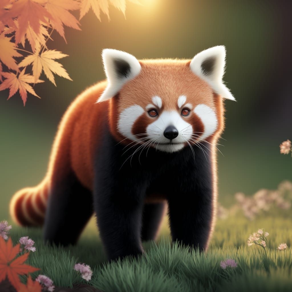 Red Panda in Autumn Splendor