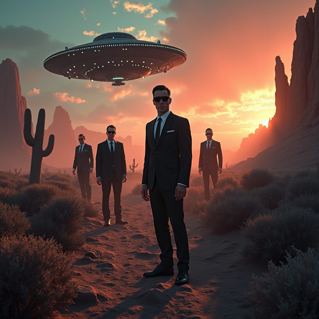 Men in Black Investigate UFO Crash Site