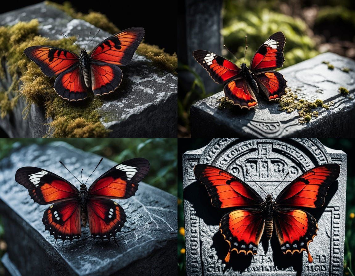 Gothic Butterfly on a Tombstone