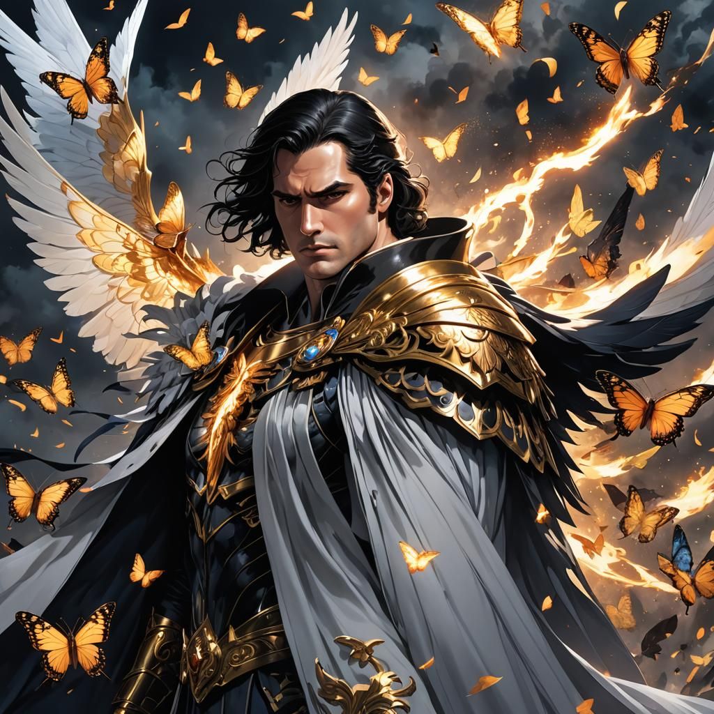 Thanatos as Anime Angel with Butterflies