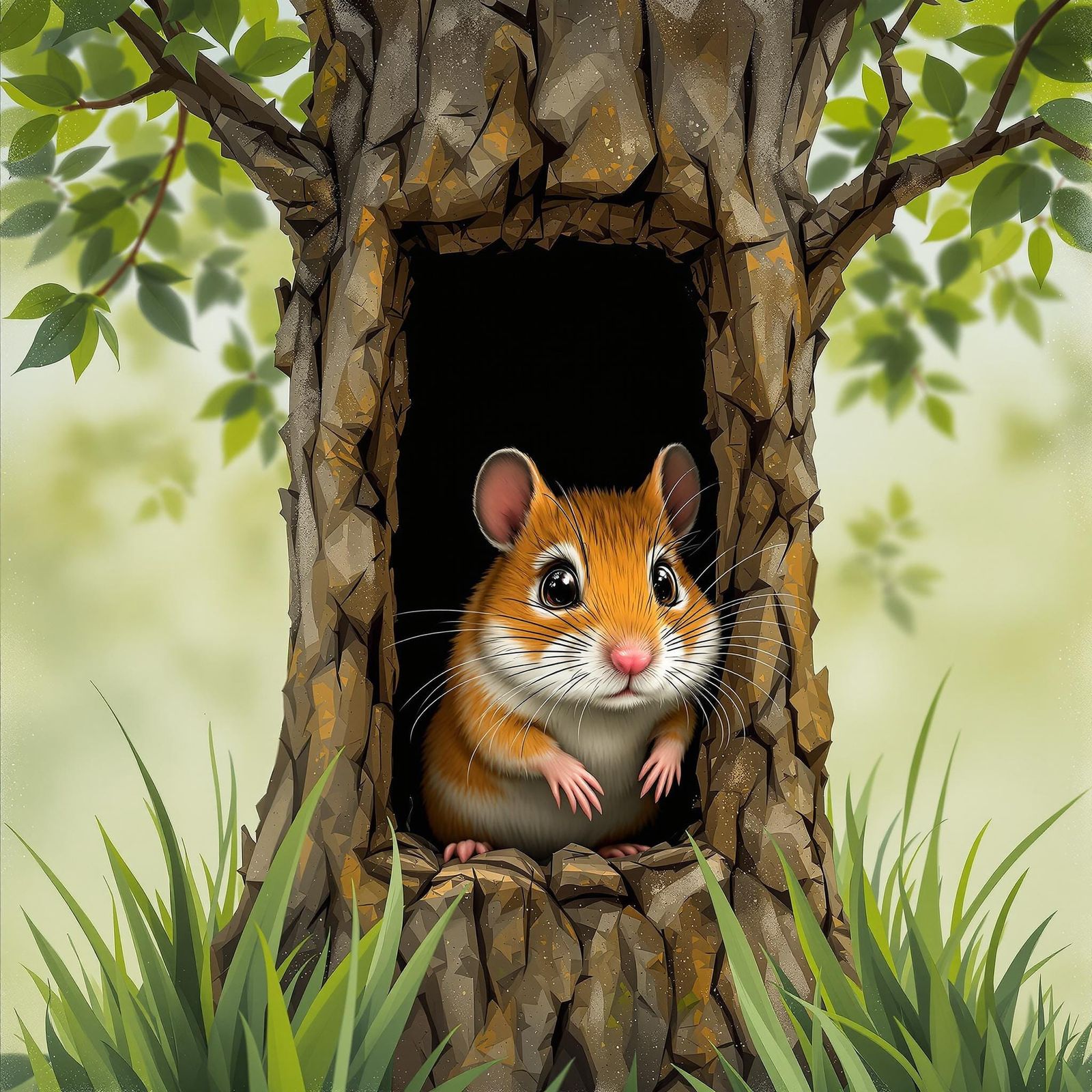 Shy Field Mouse at Tree Door